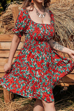 Load image into Gallery viewer, Floral Flounce Sleeve Tiered Dress
