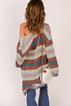 Load image into Gallery viewer, Full Size Striped Long Sleeve Openwork Cardigan
