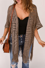 Load image into Gallery viewer, Fringe Hem Slit Open Front Cardigan
