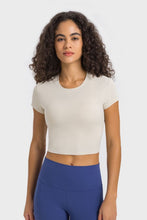 Load image into Gallery viewer, Round Neck Short Sleeve Cropped Sports T-Shirt
