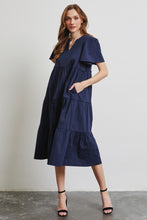 Load image into Gallery viewer, HEYSON Full Size Cotton Poplin Ruffled Tiered Midi Dress
