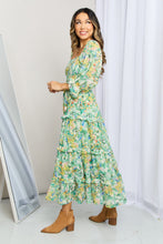 Load image into Gallery viewer, Davi &amp; Dani Floral Frill Trim Square Neck Midi Dress
