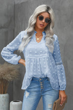 Load image into Gallery viewer, Swiss Dot Frilled Notched Neck Blouse
