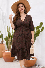 Load image into Gallery viewer, Plus Size Printed Surplice Ruffle Hem Dress
