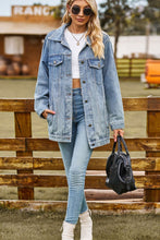 Load image into Gallery viewer, Buttoned Collared Neck Denim Jacket with Pockets
