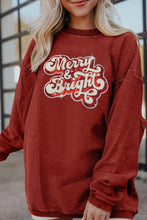 Load image into Gallery viewer, Ribbed Sequin Letter Graphic Round Neck Long Sleeve Sweatshirt
