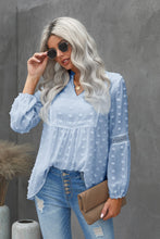 Load image into Gallery viewer, Swiss Dot Frilled Notched Neck Blouse

