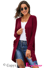 Load image into Gallery viewer, V-Neck Long Sleeve Cardigan with Pocket
