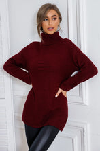 Load image into Gallery viewer, Horizontal Ribbing Turtleneck Tunic Sweater
