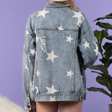 Load image into Gallery viewer, Star Distressed Denim Shacket
