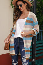 Load image into Gallery viewer, Full Size Striped Long Sleeve Openwork Cardigan
