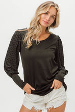 Load image into Gallery viewer, BiBi Round Neck Polka Dot Lantern Sleeve Top
