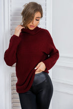 Load image into Gallery viewer, Horizontal Ribbing Turtleneck Tunic Sweater
