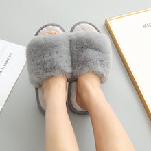 Load image into Gallery viewer, Faux Fur Open Toe Slippers
