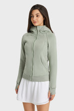 Load image into Gallery viewer, Zip Up Seam Detail Hooded Sports Jacket

