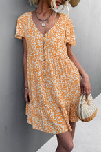 Load image into Gallery viewer, Floral Buttoned V-Neck Flutter Sleeve Dress
