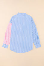 Load image into Gallery viewer, Striped Two-Tone Long Sleeve Shirt with Pocket
