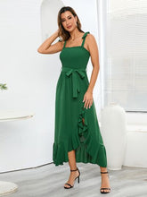 Load image into Gallery viewer, Ruffled Smocked Tied Cami Dress
