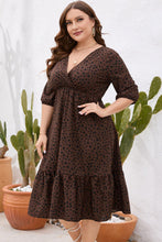 Load image into Gallery viewer, Plus Size Printed Surplice Ruffle Hem Dress
