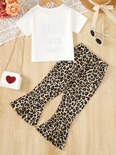 Load image into Gallery viewer, BESTIE Round Neck T-Shirt and Leopard Pants Set
