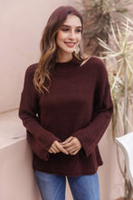 Load image into Gallery viewer, Round Neck Cutout Dropped Shoulder Sweater
