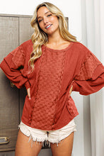 Load image into Gallery viewer, BiBi Checkered Spliced Long Sleeve Top
