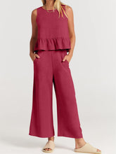 Load image into Gallery viewer, Full Size Round Neck Top and Wide Leg Pants Set
