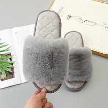 Load image into Gallery viewer, Faux Fur Open Toe Slippers
