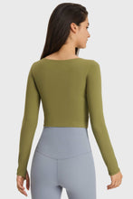 Load image into Gallery viewer, Cutout Long Sleeve Cropped Sports Top

