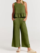 Load image into Gallery viewer, Full Size Round Neck Top and Wide Leg Pants Set
