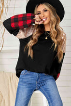 Load image into Gallery viewer, Sequin Color Block Round Neck Sweatshirt
