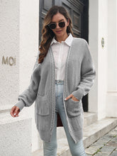 Load image into Gallery viewer, Open Front Rib-Knit Cardigan with Pockets
