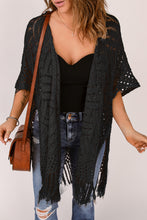 Load image into Gallery viewer, Fringe Hem Slit Open Front Cardigan
