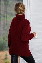 Load image into Gallery viewer, Horizontal Ribbing Turtleneck Tunic Sweater
