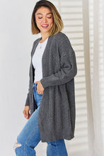 Load image into Gallery viewer, Cable-Knit Open Front Dropped Shoulder Cardigan
