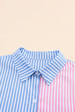 Load image into Gallery viewer, Striped Two-Tone Long Sleeve Shirt with Pocket
