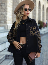 Load image into Gallery viewer, Leopard Print Buttoned Dropped Shoulder Jacket
