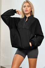 Load image into Gallery viewer, Half Zip Dropped Shoulder Sweatshirt
