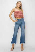 Load image into Gallery viewer, RISEN High Waist Raw Hem Flare Jeans
