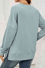 Load image into Gallery viewer, Round Neck  Dropped Shoulder Slit Sweatshirt
