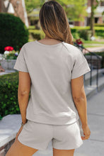 Load image into Gallery viewer, Textured Round Neck T-Shirt and Shorts Set
