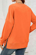 Load image into Gallery viewer, Round Neck  Dropped Shoulder Slit Sweatshirt
