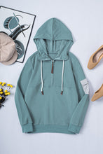 Load image into Gallery viewer, Half Zip Patch Pocket Drawstring Hoodie
