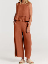 Load image into Gallery viewer, Full Size Round Neck Top and Wide Leg Pants Set
