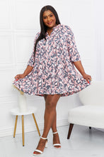 Load image into Gallery viewer, Sew In Love Full Size Floral Notched Neck Three-Quarter Sleeve Mini Dress
