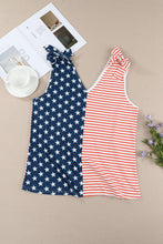 Load image into Gallery viewer, Star and Stripe V-Neck Bow Detail Tank
