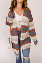 Load image into Gallery viewer, Full Size Striped Long Sleeve Openwork Cardigan
