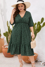 Load image into Gallery viewer, Plus Size Printed Surplice Ruffle Hem Dress
