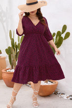 Load image into Gallery viewer, Plus Size Printed Surplice Ruffle Hem Dress
