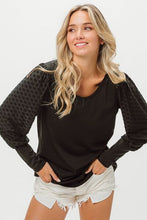 Load image into Gallery viewer, BiBi Round Neck Polka Dot Lantern Sleeve Top
